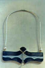 Necklace from suit "Night". 1988. Silver, jet, morion, pearl.