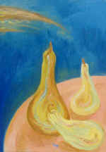 Astronauts. 50�35. MDF, oil.1998.