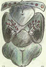 From "Steppe" Series. Oriental Beauties. Paper, wax pencil.  30x19. 1996. Author's property