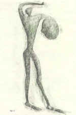 "Warriors" Series. Paper, pencil, wax pencil, 31�19, 1997.Author's property