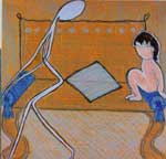 "Talk". Paper, pastel, gouache. 59x59