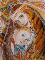 Self-portrait with a son. Paper, water colors. 34�47 1980