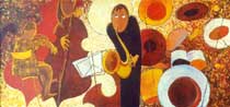 Jazz-quartet.  Canvas, oil. 150�72.1999.