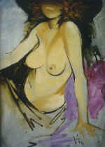 "Black Hat", cardboard, oil, 70,5�51, 1991.