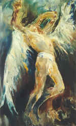 "Birds and People" series. Composition 2. Canvas, oil. 150�90