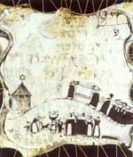 Funeral, 2000, 95�85 Lamb parchment, acryl, china ink. Jewish Holidays Cycle.