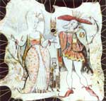 Wedding, 2000, 95�95 Lamb parchment, acryl, china ink. Jewish Holidays Cycle.