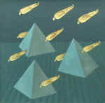 Going through the lead pyramids.  1994. 100x100. Canvas., oil.